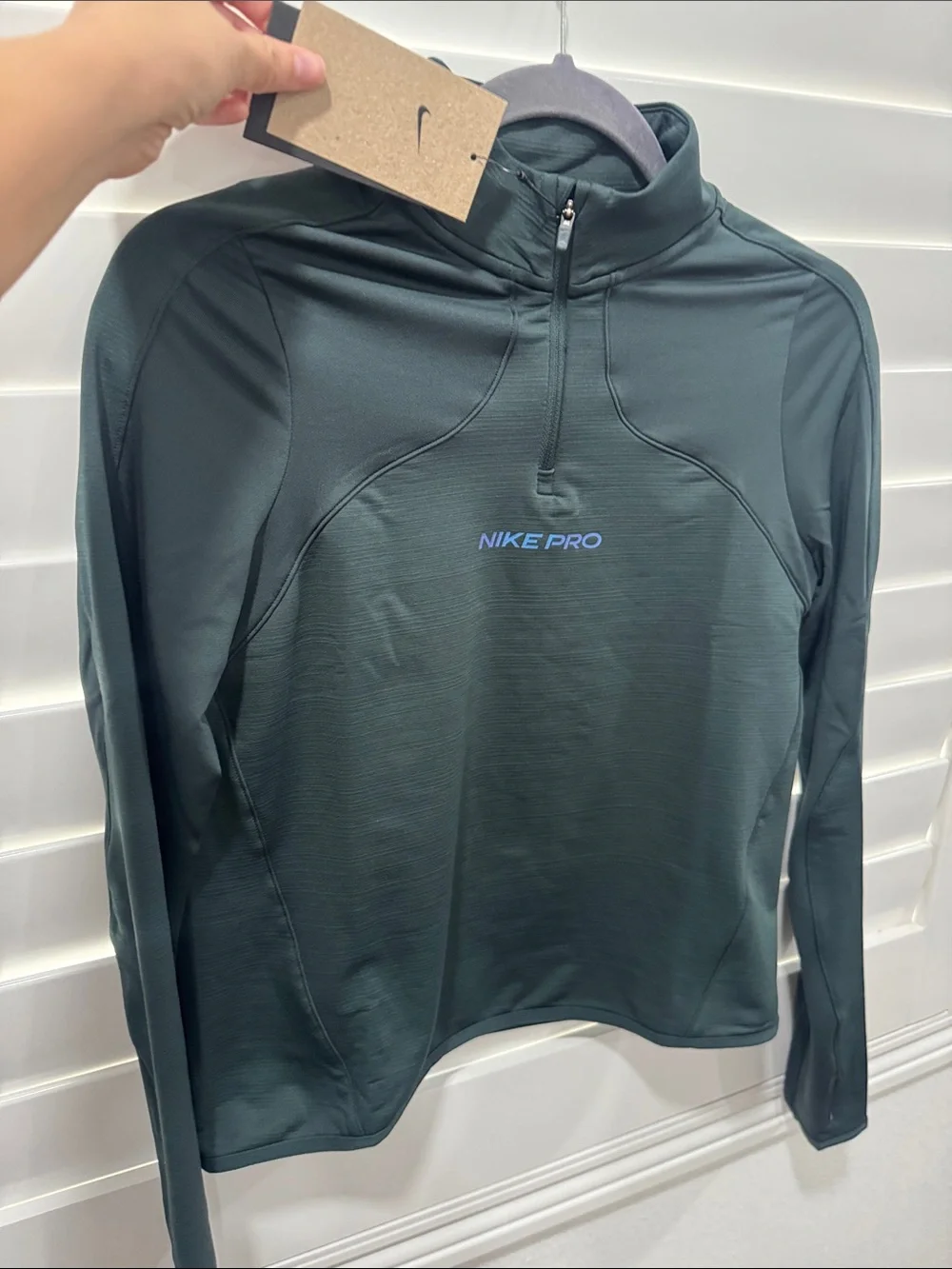 Nike Pro Kids  Long-Sleeve Half Zip Top in Dark Green